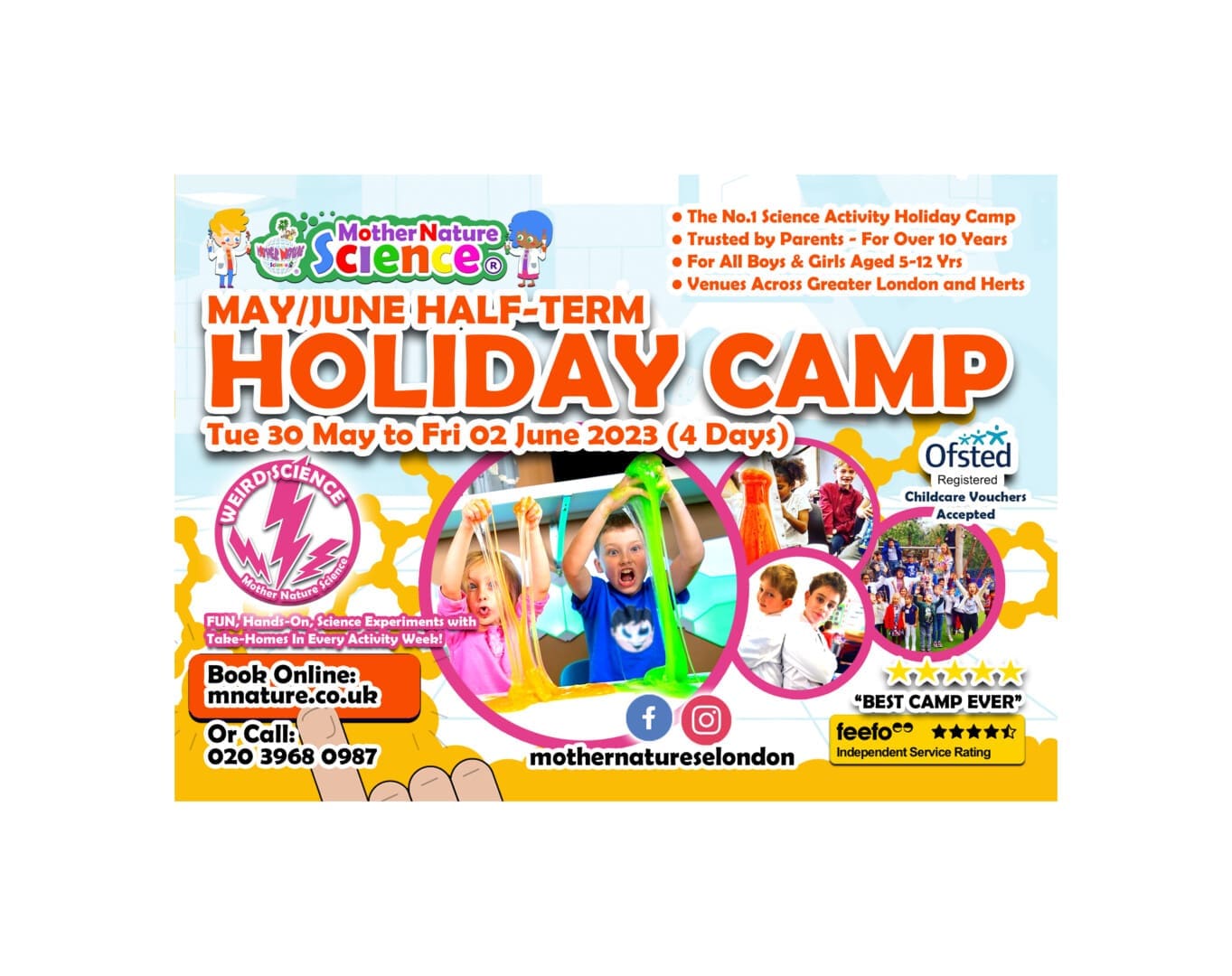 May/June Half-Term Camp with Mother Nature Science SE London at St Judes CE Primary School SE1