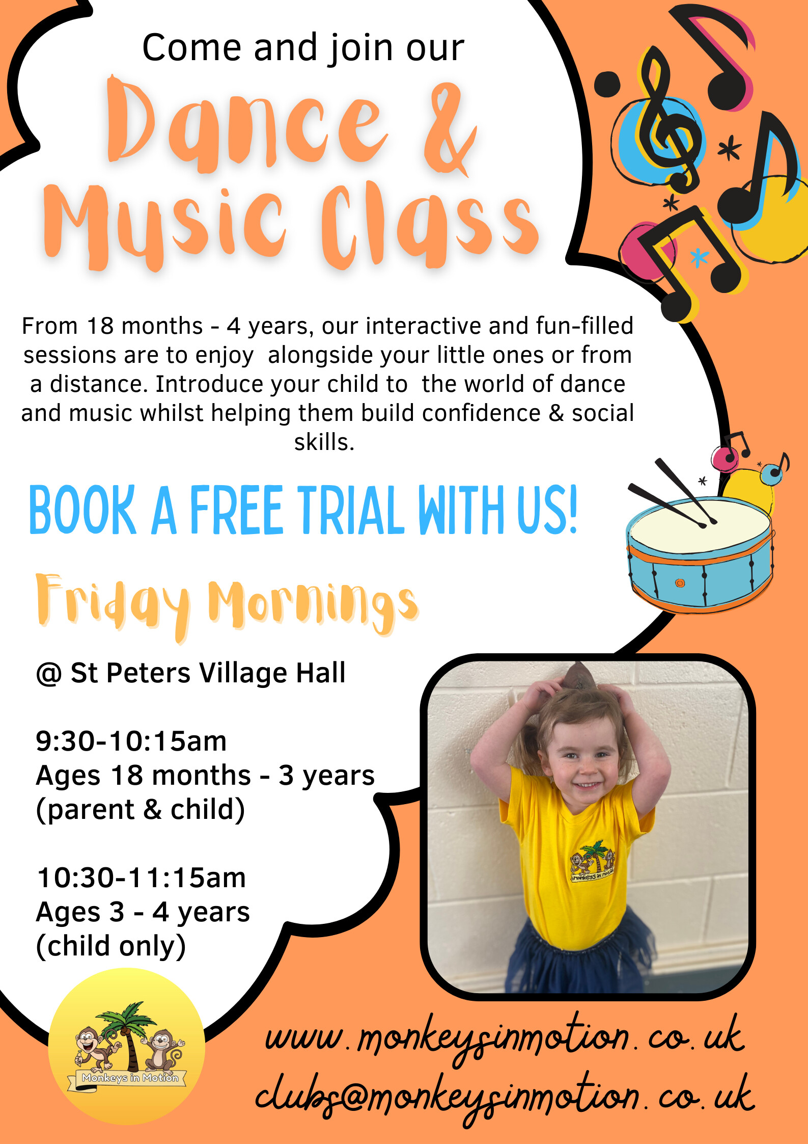 Diddy Monkeys Dance Classes – Friday Mornings