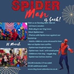 Photo of Spider Man at Tiny Town Adventures  – Sunday 16th March 