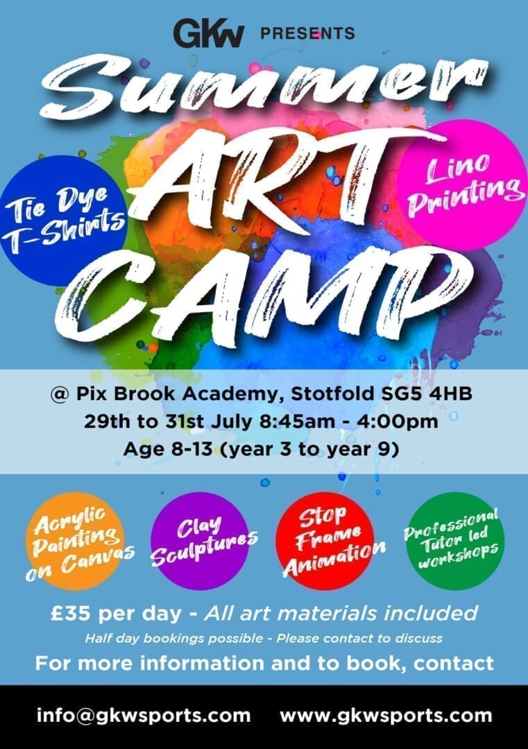 Summer Art Camp in Stotfold (Herts/Beds border) July 29th31st