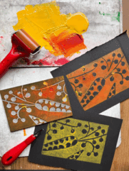 Photo of Lino printing inspired by Japanese artist Yayoi Kusama (aged 9 – 15)